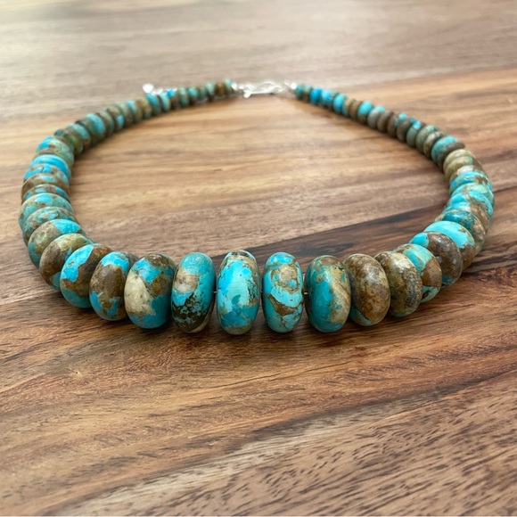Jay King Boulder Turquoise Rondelle Bead & Sterling Silver Necklace - Picture 5 of 12